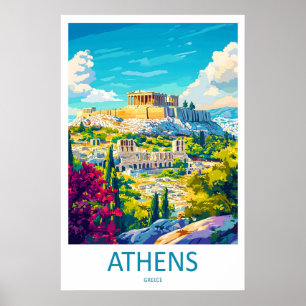 Póster Cartel Nacional de Viajes Vintage de Esquí de Aten