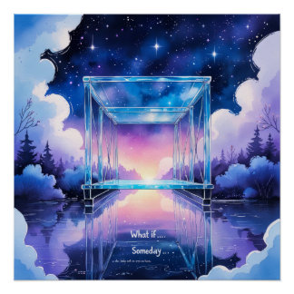 Póster Cartel nocturno de puente de ensueño – Acuarela su