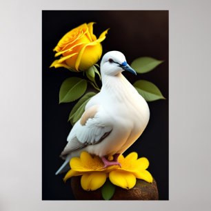 Póster Cartel - Paloma Blanca Flores Amarillas Paz