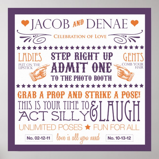 Póster Cartel para cabina de fotos (Frente)