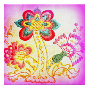 Póster cartel perfecto de palmera rosa estilo hippie