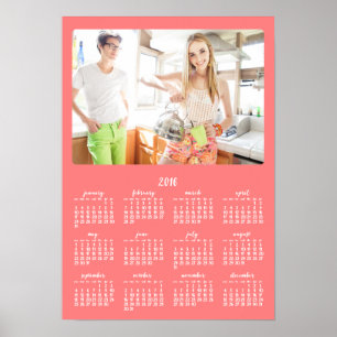 Póster Cartel Personalizado Coral Calendario Anual 2016