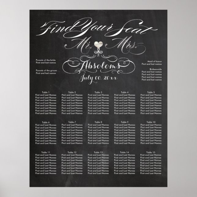 Póster Cartel PixDezines Encuentra Tu Asiento/Asiento (Frente)