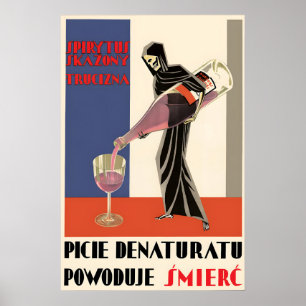 Póster Cartel polaco antialcohol beber desnaturalizante