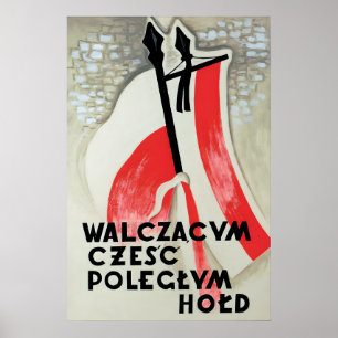 Póster Cartel polaco de la Segunda Guerra Mundial Honor a
