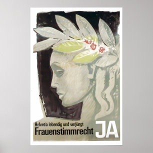 Póster Cartel político de Suiza sufragio femenino