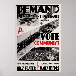 Póster Cartel político EE. UU. Vota Partido Comunista Exi