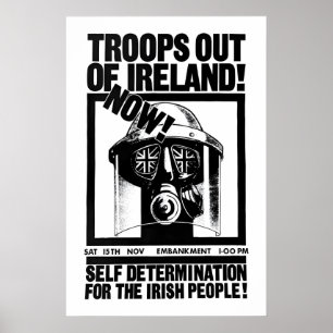 Póster Cartel político ¡Fuera tropas de Irlanda ya! Autod