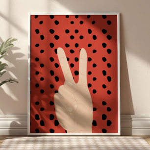 Póster Cartel Preppy con Símbolo de Paz sobre Fondo de Pu