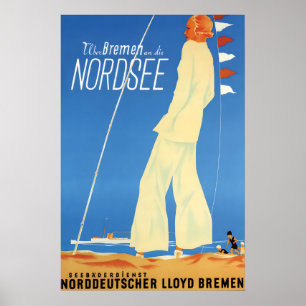 Póster Cartel publicitario alemán Via Bremen hacia el