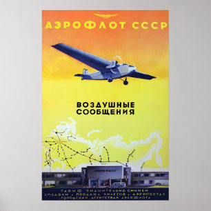 Póster Cartel publicitario de Aeroflot de la Unión Soviét