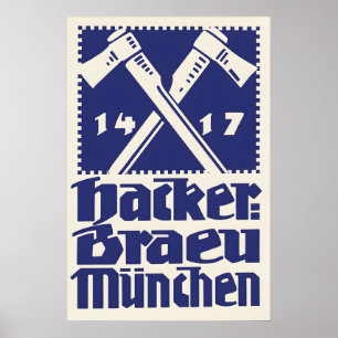Póster Cartel publicitario de cerveza alemana Hackerbräu 