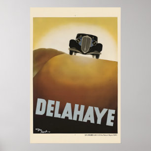 Póster Cartel publicitario francés de automóviles Delahay
