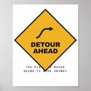 Póster Cartel Retro de Desvío Adelante Aventura Mate
