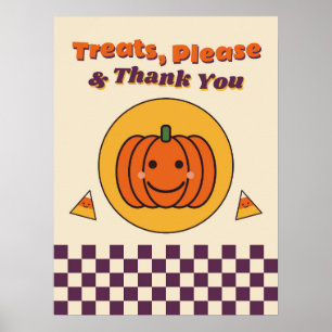 Póster Cartel Retro de Halloween 'Golosinas, Por favor & 