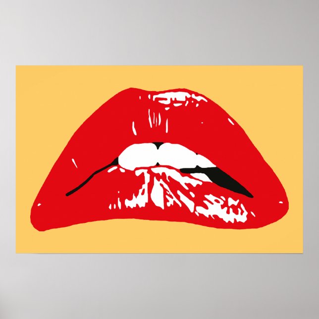 Póster Cartel retro de labios sensuales mordiendo (Frente)