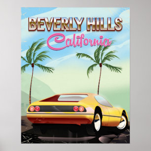 Póster Cartel retro de viaje a Beverly Hills California