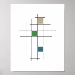 Póster Cartel retro moderno de mediados de siglo