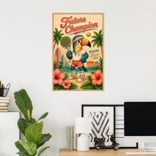 Póster Cartel Retro Padel para Habitación de Niños Person