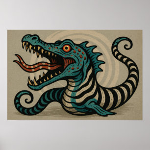 Póster Cartel Retro Tatuaje Gusano de Arena