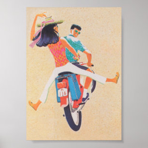 Póster Cartel retro vintage de motociclistas