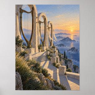 Póster Cartel Santuario de Arpa de Viento en Acantilado 1