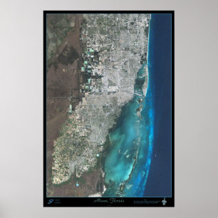 Póster Cartel satelital de Miami, Florida