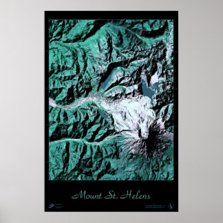 Póster Cartel satelital del Monte St. Helens Washington