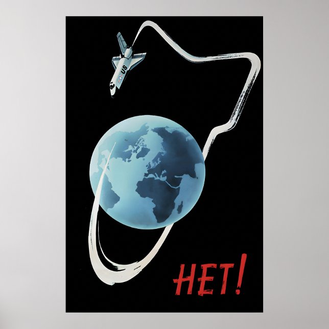 Póster Cartel soviético No a la guerra en el espacio (Frente)