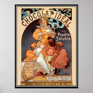 Póster Cartel vintage alphonse para anuncio de chocolate