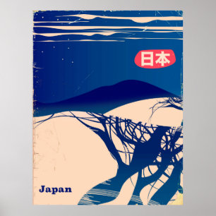 Póster Cartel vintage de aerolínea de invierno en Japón c