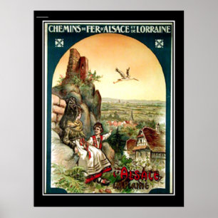 Póster Cartel vintage de Alsacia y Lorena Francia