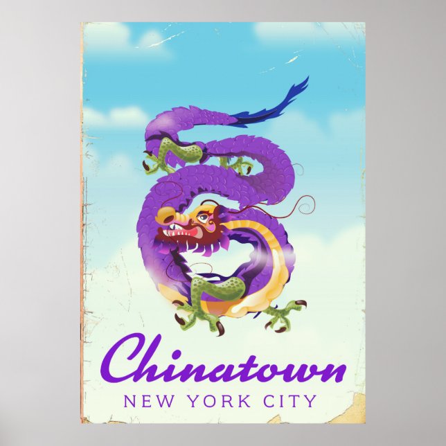 Póster Cartel vintage de Chinatown Nueva York (Frente)
