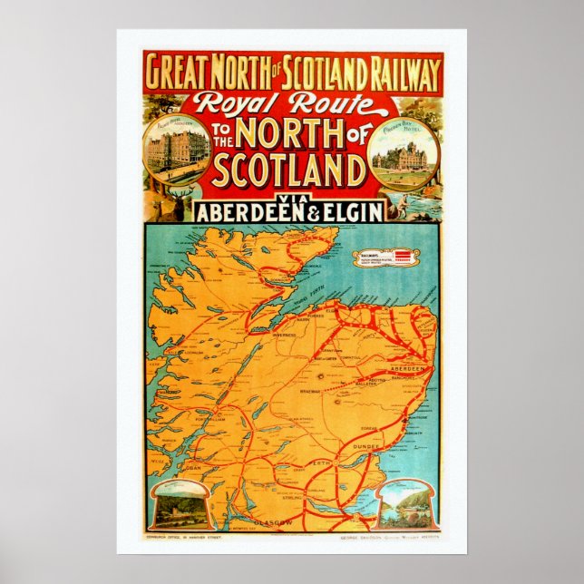 Póster Cartel vintage de ferrocarril escocés (Frente)