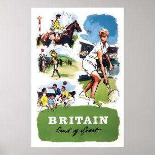 Póster Cartel vintage de Gran Bretaña tierra de deporte b