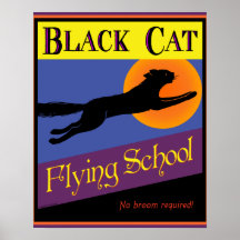 Cartel Vintage de Halloween de la Escuela de Vuelo