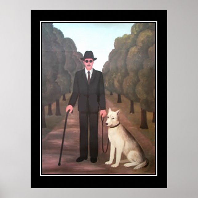 Póster Cartel vintage de hombre y perro (Frente)