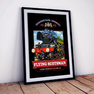Póster Cartel vintage de la locomotora de vapor Flying Sc