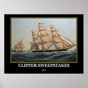 Póster Cartel vintage de la rifa Clipper 1812