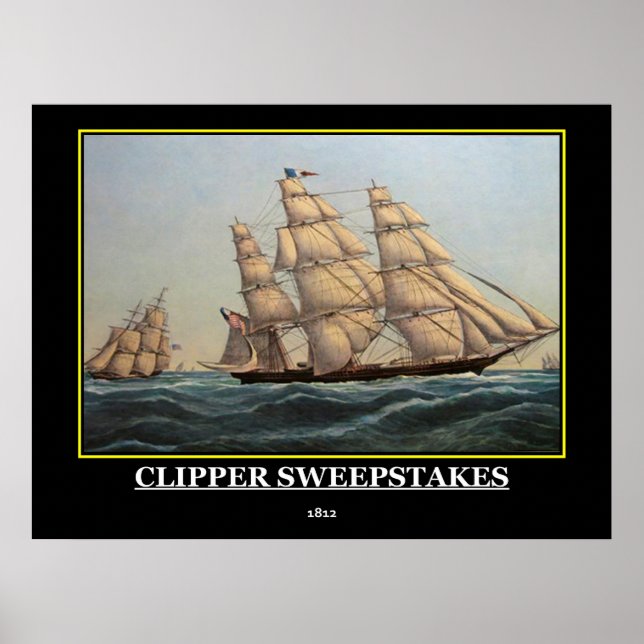 Póster Cartel vintage de la rifa Clipper 1812 (Frente)