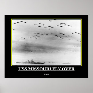 Póster Cartel vintage de la USS Missouri 1945