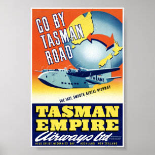 Póster Cartel vintage de Nueva Zelanda Ir por Tasman Road