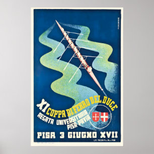 Póster Cartel vintage de regata de barco Pisa Italia