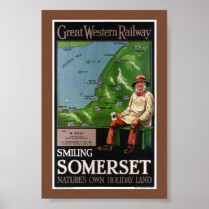 Póster Cartel vintage de Somerset sonriendo UK 1940