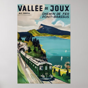 Póster Cartel vintage de tren de Vallée de Joux, Suiza