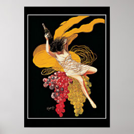 Póster Cartel vintage de uvas de vino Art Deco