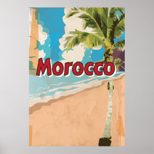 Póster Cartel vintage de vacaciones de Marruecos