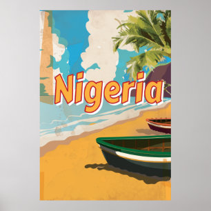 Póster Cartel vintage de vacaciones de Nigeria