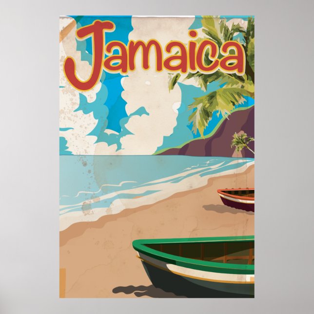 Póster Cartel vintage de vacaciones jamaicano (Frente)