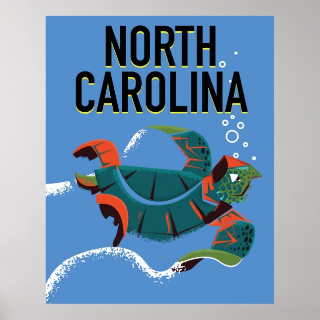 Póster Cartel vintage de viaje a Carolina del Norte. (Frente)